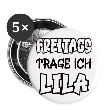 Freitags trage ich lila Spruch Farbe lila - Buttons groß 56 mm (5er Pack) - Weiß - Vorne