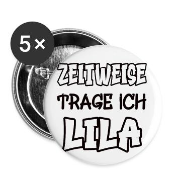 Zeitweise trage ich lila Spruch Farbe lila - Buttons groß 56 mm (5er Pack) - Weiß - Vorne