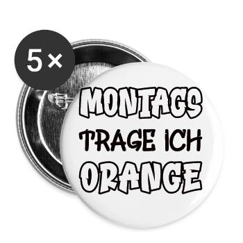 Le lundi, je porte de l’orange en disant couleur orange - Lot de 5 grands badges (56 mm) - blanc - Devant