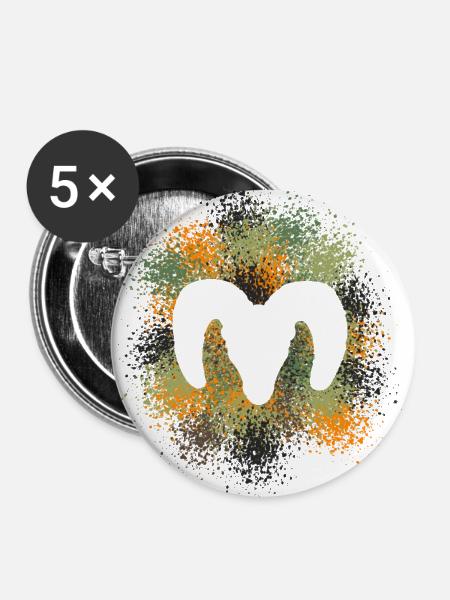 Dickhornschaf Jäger - Buttons groß 56 mm (5er Pack) - Weiß