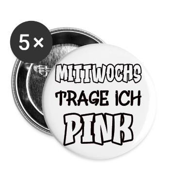 Le mercredi je porte du rose Dire Couleur rose - Lot de 5 grands badges (56 mm) - blanc - Devant