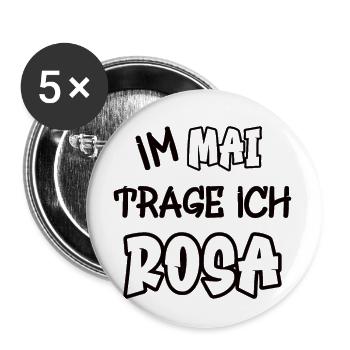 Im Mai trage ich rosa Spruch Farbe rosa - Buttons groß 56 mm (5er Pack) - Weiß - Vorne