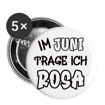 En juin, je porte du rose en disant couleur rose - Lot de 5 grands badges (56 mm) - blanc - Devant