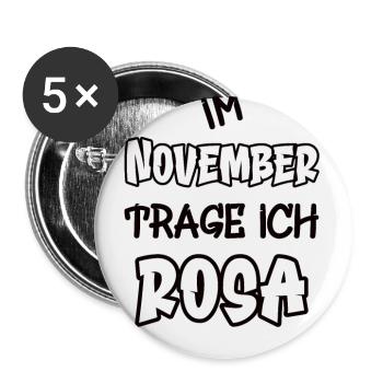 En novembre, je porte du rose en disant couleur rose - Lot de 5 grands badges (56 mm) - blanc - Devant