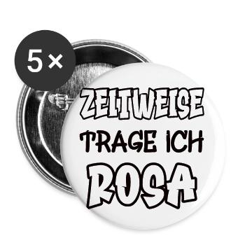 Zeitweise trage ich rosa Spruch Farbe rosa - Buttons groß 56 mm (5er Pack) - Weiß - Vorne