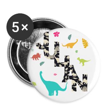 JULIAN - Beautiful boy name with dinosaur - Buttons large 2.2''/56 mm (5-pack) - white - Front