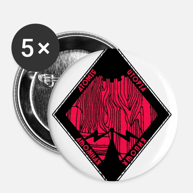 Atomic Utopia - Geometric Fire Rhombus - Buttons large 2.2''/56 mm (5-pack) - white