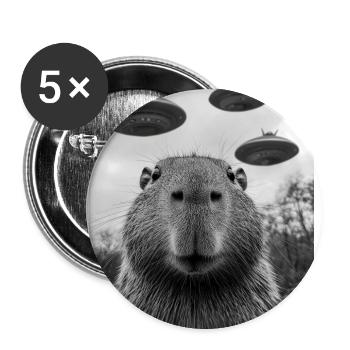 Capybara UFO Aliens - Buttons large 2.2''/56 mm (5-pack) - white - Front