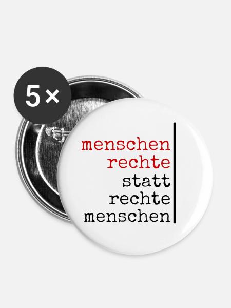 Menschenrechte - Buttons groß 56 mm (5er Pack) - Weiß