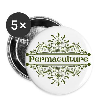 Permaculture - Lot de 5 grands badges (56 mm) - blanc - Devant