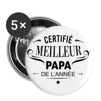 Meilleur papa de l'année - Lot de 5 grands badges (56 mm) - blanc - Devant