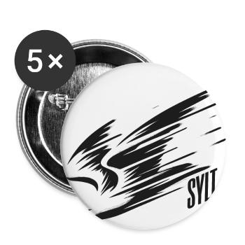 T-shirt de vacances Sylt Dive Low Flyer Seagull - Lot de 5 grands badges (56 mm) - blanc - Devant