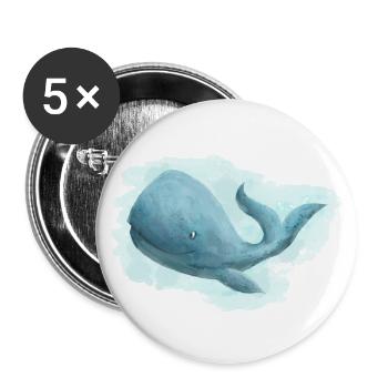 Wal Whale - Buttons groß 56 mm (5er Pack) - Weiß - Vorne