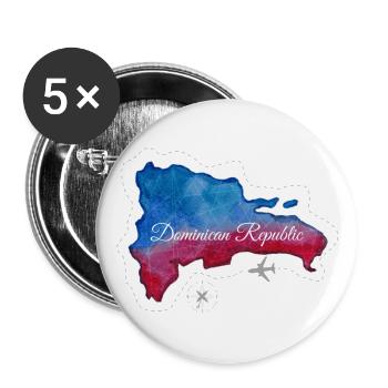 Map blue red Dominican Republic - Buttons large 2.2''/56 mm (5-pack) - white - Front
