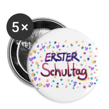 Erster Schultag - Buttons groß 56 mm (5er Pack) - Weiß - Vorne