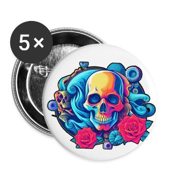 Skulls 'n' Roses - Hypnoeyes - Lot de 5 grands badges (56 mm) - blanc - Devant