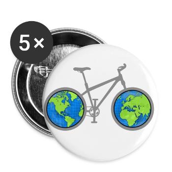 Cycle the world bike trip bicycle globe - Buttons large 2.2''/56 mm (5-pack) - white - Front