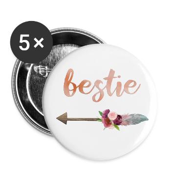 Bestie boho pfeil 2 - Buttons groß 56 mm (5er Pack) - Weiß - Vorne