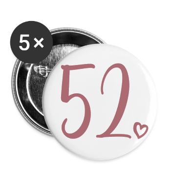 Mignon numéro 52, 52 ans, cadeau de 52e anniversaire - Lot de 5 grands badges (56 mm) - blanc - Devant