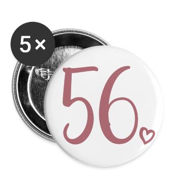 Cute Number 56, 56 Years Old, 56th Birthday Gift - Buttons large 2.2''/56 mm (5-pack) - white - Front