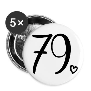 Süße Nummer 79, 79 Jahre alt, Geschenk zum 79. Geburtstag - Buttons groß 56 mm (5er Pack) - Weiß - Vorne