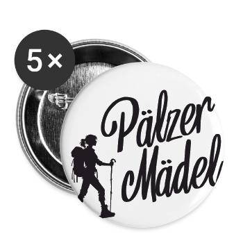Pälzer Mädel Pfälzerin Pfalz Wandern - Buttons groß 56 mm (5er Pack) - Weiß - Vorne