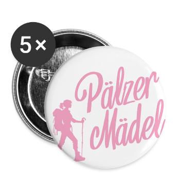 Pälzer Mädel Pfälzerin Pfalz Wandern - Buttons groß 56 mm (5er Pack) - Weiß - Vorne