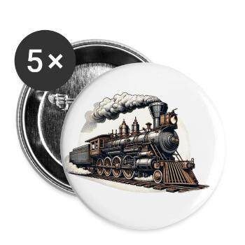 Western Steam Locomotive Graphique de locomotive à vapeur - Lot de 5 grands badges (56 mm) - blanc - Devant