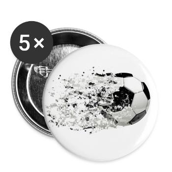 51 Fußball Ball fliegt Spritzer Splash Farbkleckse - Buttons groß 56 mm (5er Pack) - Weiß - Vorne