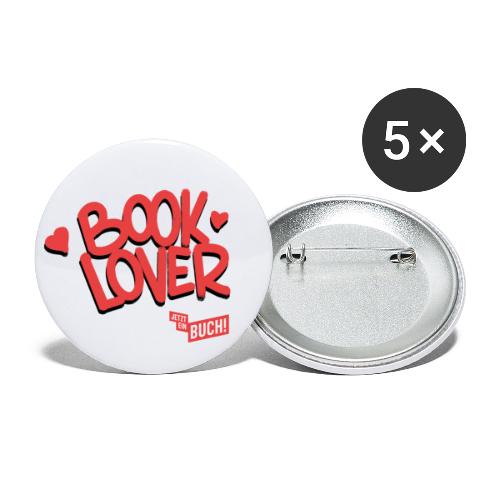 Booklover (rot) - Buttons groß 56 mm (5er Pack)