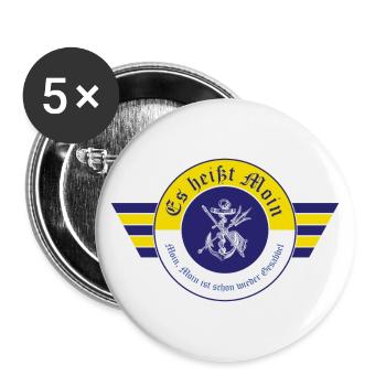 Es heißt Moin Lustiger Spruch Nordsee Ostsee - Buttons groß 56 mm (5er Pack) - Weiß - Vorne