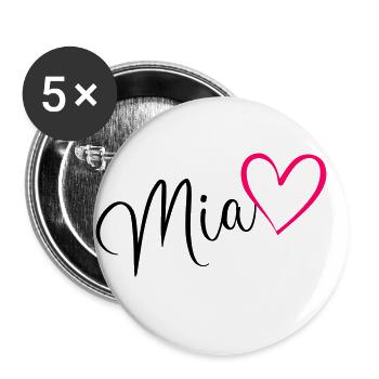 Mia Name Vorname Herz pink - Buttons groß 56 mm (5er Pack) - Weiß - Vorne