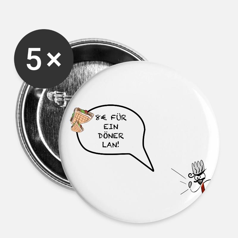 Döner 8€ Meme - Buttons large 2.2''/56 mm (5-pack) - white