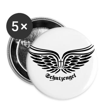 11 Schutzengel Flügel Kreuz 1c - Buttons groß 56 mm (5er Pack) - Weiß - Vorne
