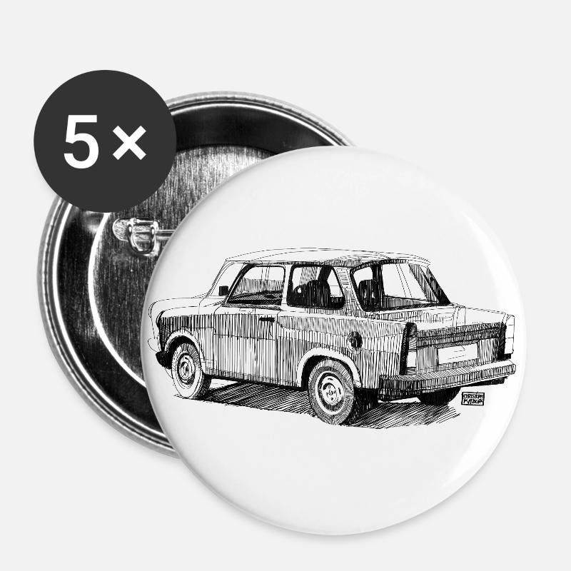 Hand-drawn Trabant - Buttons large 2.2''/56 mm (5-pack) - white
