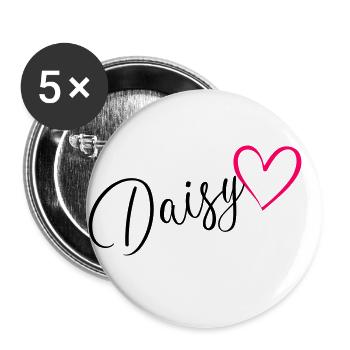 Daisy Name Vorname Herz pink - Buttons groß 56 mm (5er Pack) - Weiß - Vorne