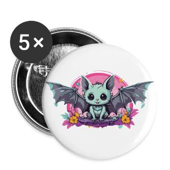 Occulte Kawaii gothique chauve-souris Pastel e-Girl - Lot de 5 grands badges (56 mm) - blanc - Devant