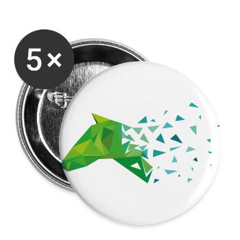 Green horse head horse gift - Buttons large 2.2''/56 mm (5-pack) - white - Front
