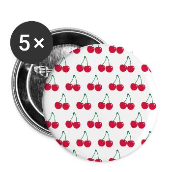 Modèle de cerises - Lot de 5 grands badges (56 mm) - blanc - Devant