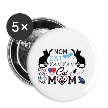 Mama cat - mom cat - Buttons large 2.2''/56 mm (5-pack) - white - Front