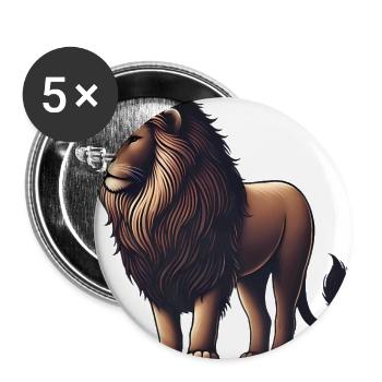Majestic Lion Illustration TShirt - Buttons large 2.2''/56 mm (5-pack) - white - Front
