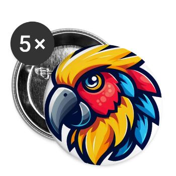 Lebendiges Cartoon-Papageienkopf-Design - Buttons groß 56 mm (5er Pack) - Weiß - Vorne