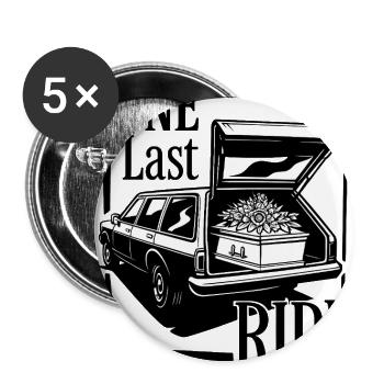 Un dernier voyage, design de corbillard vintage - Lot de 5 grands badges (56 mm) - blanc - Devant