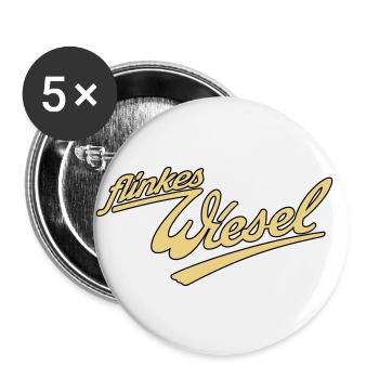 Flinkes Wiesel Logo mit Kontur - Buttons groß 56 mm (5er Pack) - Weiß - Vorne