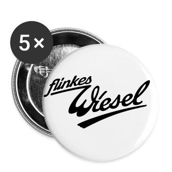Flinkes Wiesel Logo - Buttons groß 56 mm (5er Pack) - Weiß - Vorne