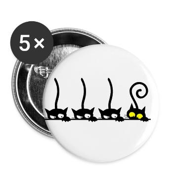 Cat Funny - Buttons large 2.2''/56 mm (5-pack) - white - Front