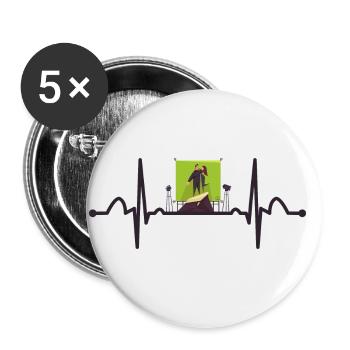 Schauspieler Herzschlag - Buttons groß 56 mm (5er Pack) - Weiß - Vorne
