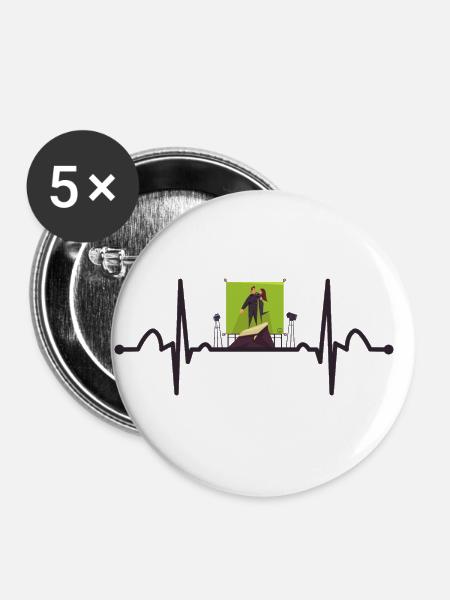 Schauspieler Herzschlag - Buttons groß 56 mm (5er Pack) - Weiß