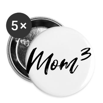 Mom High Three - Buttons large 2.2''/56 mm (5-pack) - white - Front