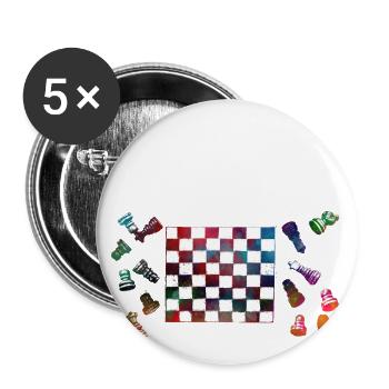 échecs #chess #sport - Lot de 5 grands badges (56 mm) - blanc - Devant